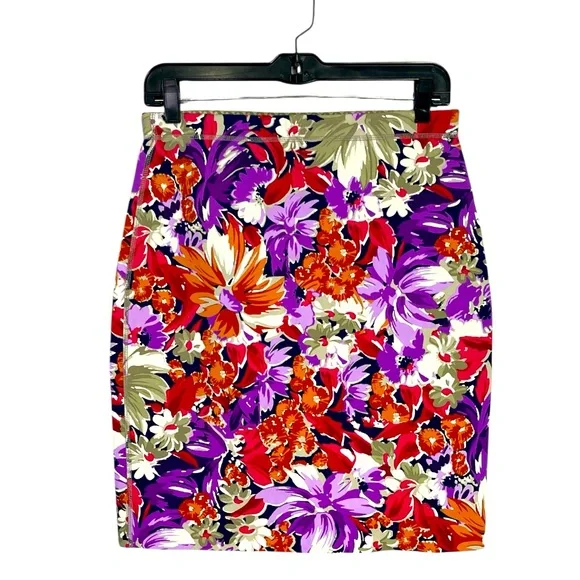 J. McLaughlin Womens Halle Reversible Skirt Palmer Floral Geo Pull On Size Small - Picture 5 of 9